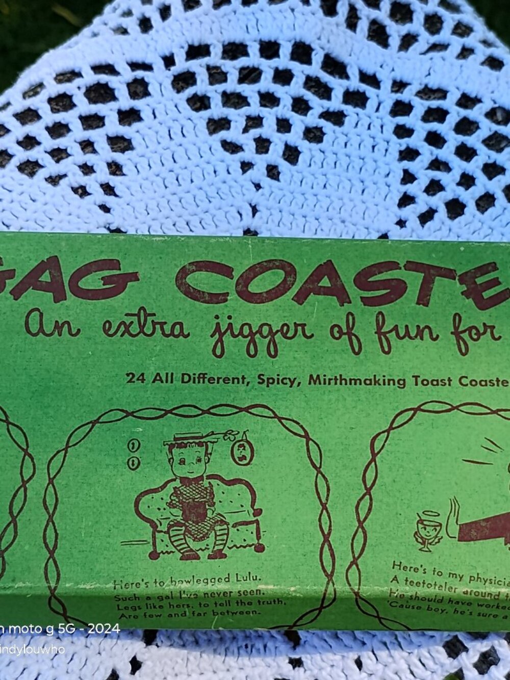 gag drink coasters vintage in original box Funny novelty sayings 1950s - 60s